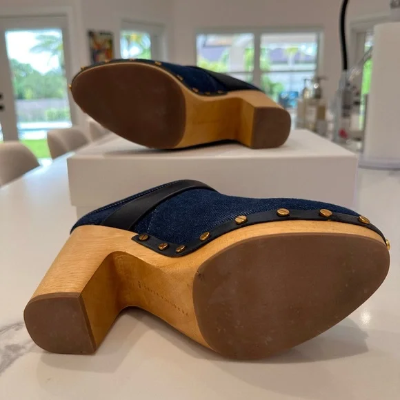 VERÓNICA BEARD BLUE SUADE CLOGS size 8.5 - Picture 3 of 7